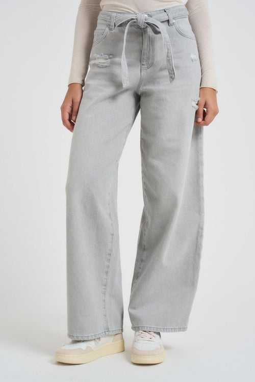 Jeans donna in denim grigio - 2