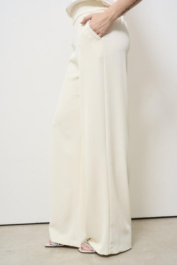 Women's cream palazzo trousers - 3