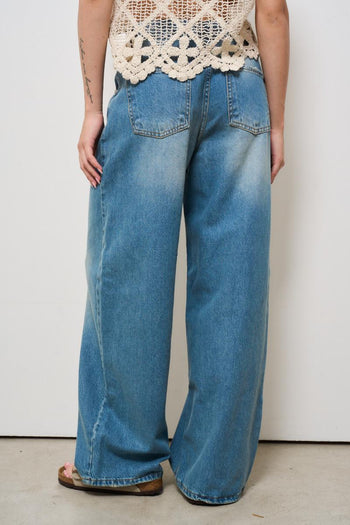 Jeans donna a palazzo in denim medio - 6