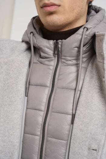 Cappotto uomo midi grigio chiaro con pettorina - 7