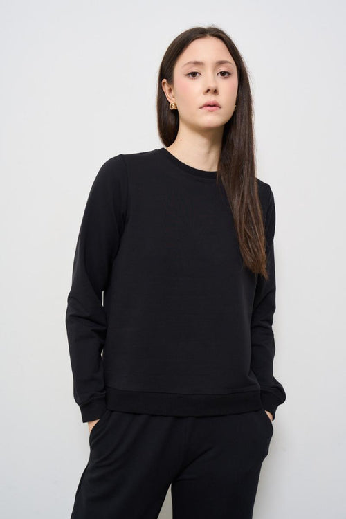 Felpa donna girocollo nera