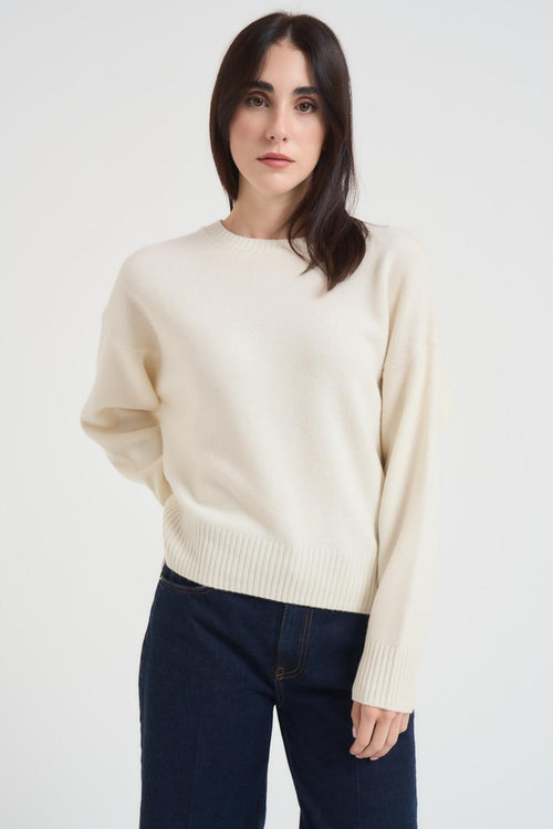 Maglia girocollo donna latte - 1