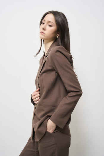 Brown Single Breasted Women's Jacket - 4