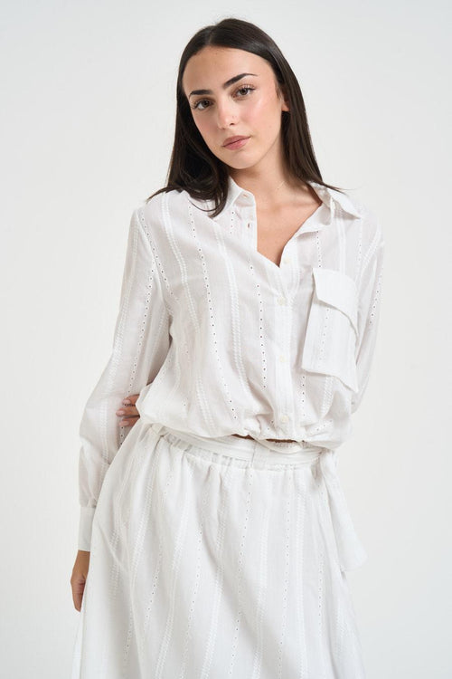 Camicia donna con ricami bianca - 2