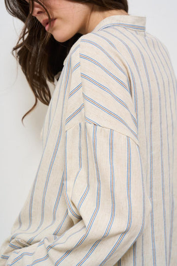 Blusa donna gessata grigio e celeste - 4