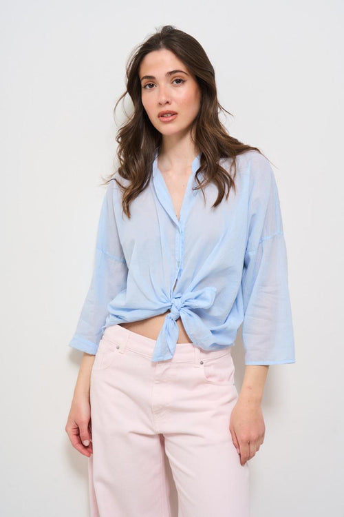 Camicia donna celeste