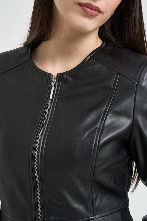 Giacca donna in ecopelle nera - 2