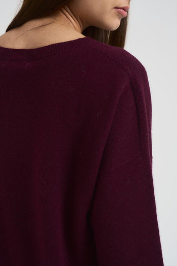 Maglia donna scollo a barchetta bordeaux - 4