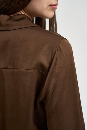 Camicia donna satinata marrone - 5