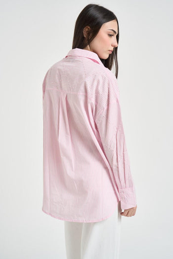 Camicia donna a righe rosa - 4