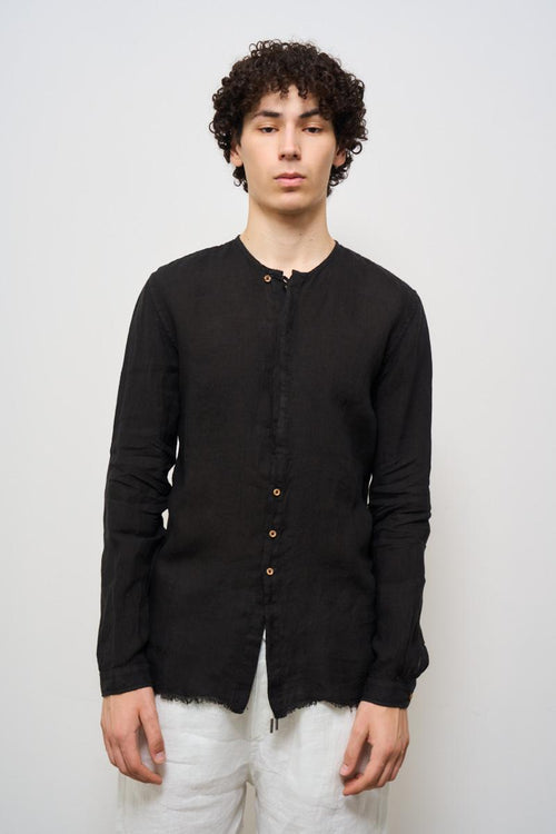 Camicia uomo in lino nera