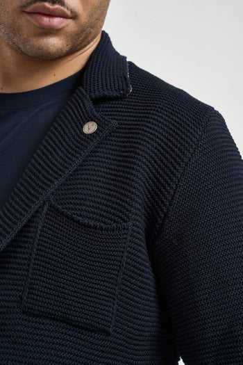 Giacca uomo monopetto in maglia blu - 3