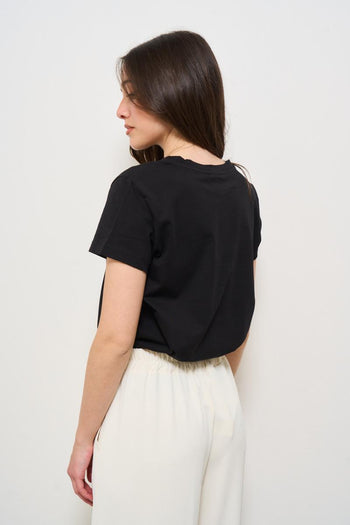 T-shirt donna girocollo nera - 4