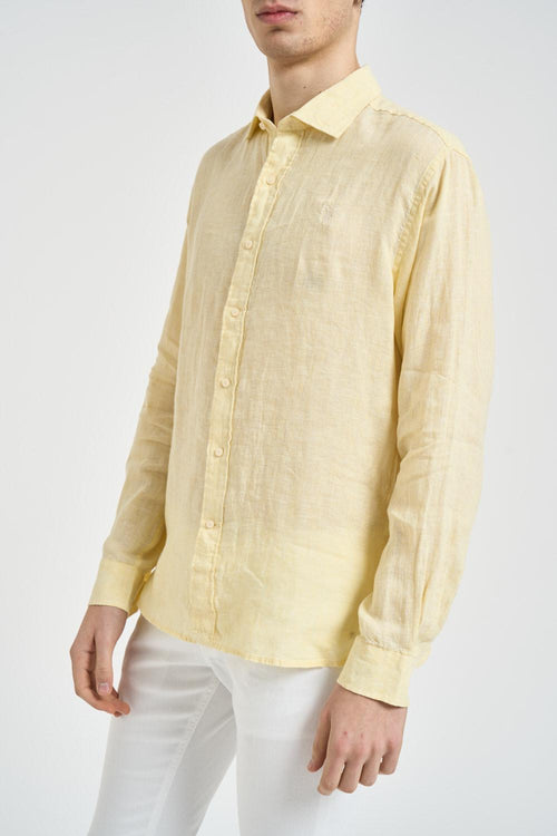 Camicia uomo in lino gialla - 2