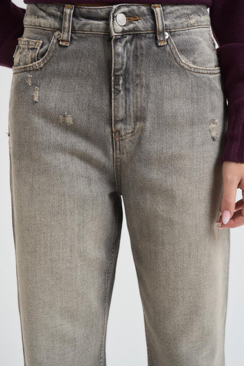Jeans donna dritto grigio chiaro - 4