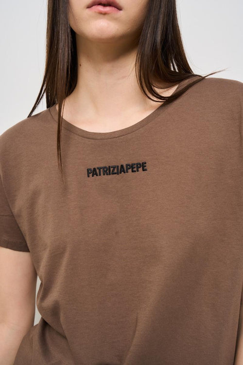 T-shirt donna girocollo marrone - 2