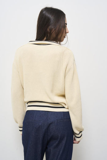 Maglia donna con colletto panna - 3