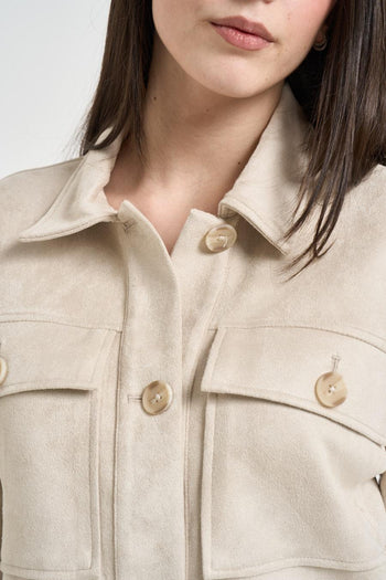 Giubbotto donna in suede beige - 3