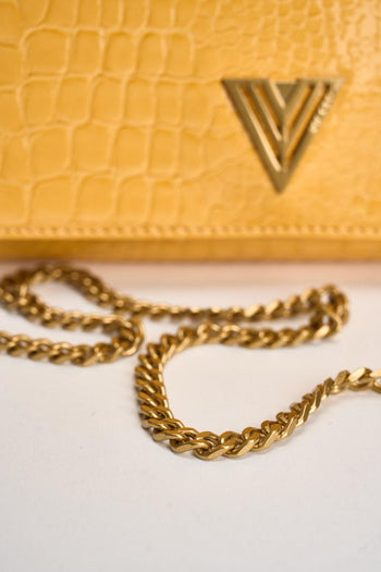 Borsa donna a tracolla in vernice gialla - 6
