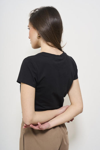 Women's black crew neck t-shirt - 3