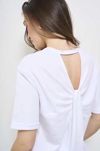 White women's t-shirt cut-out on the back - 4