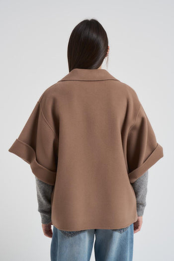 Cappotto donna Pera corto in drap di lana cammello - 5