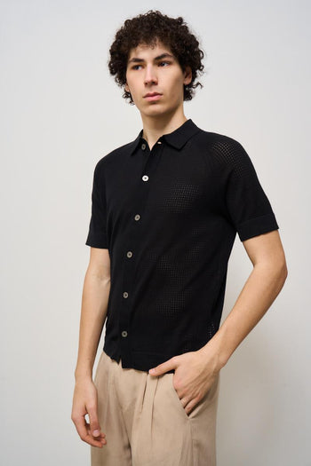 Polo uomo in maglia nera - 3