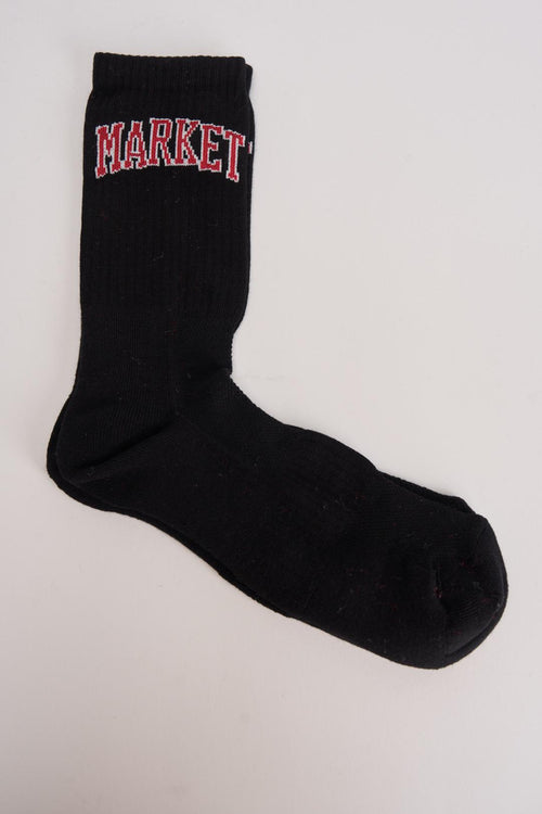 Calzino uomo nero con logo rosso