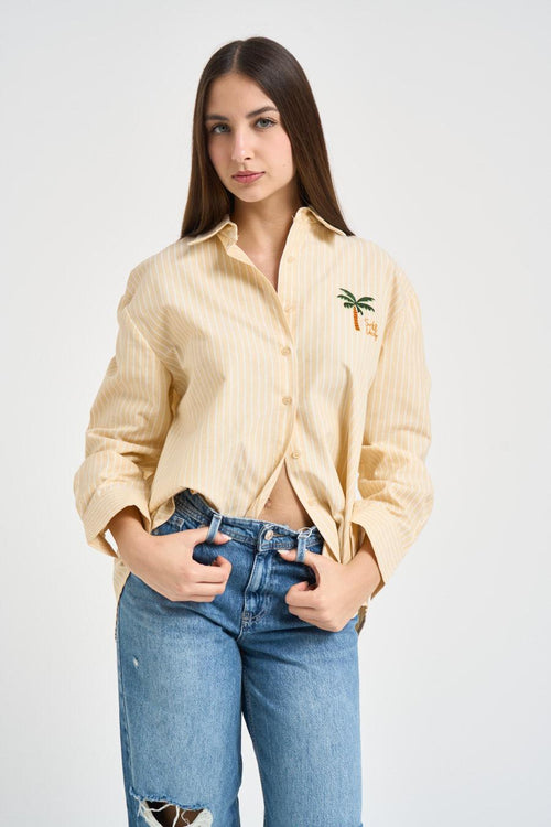 Set coordinato donna camicia e top giallo
