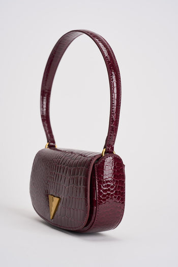 Borsa donna in ecopelle pitonata bordeaux - 3