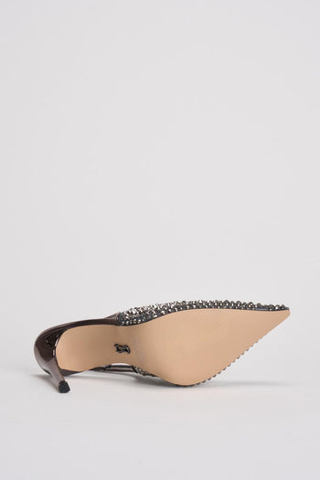 Scarpa donna con tacco strass argento - 7
