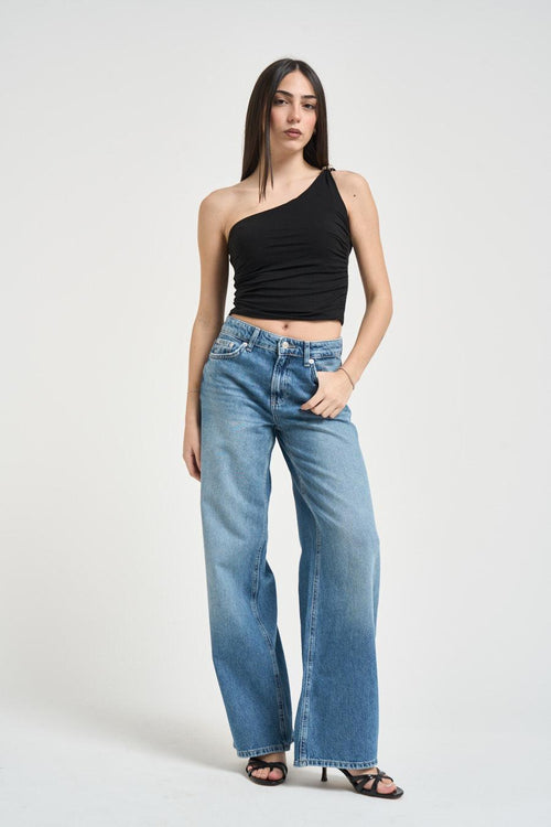 Top donna monospalla nero - 1