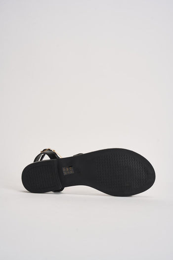 Sandalo donna nero con anello oro - 9