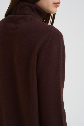 Maglia donna a collo alto caffè - 4