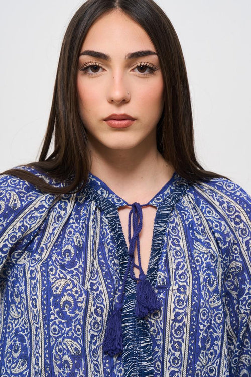 Blusa donna in fantasia blu - 2
