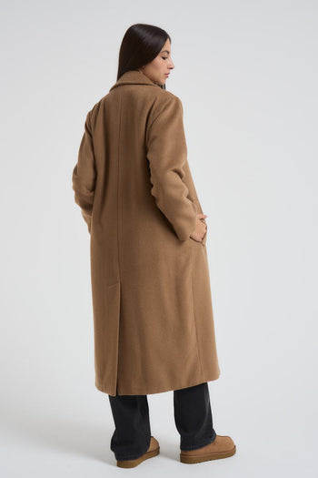 Cappotto Zufolo lungo doppiopetto donna cammello - 7