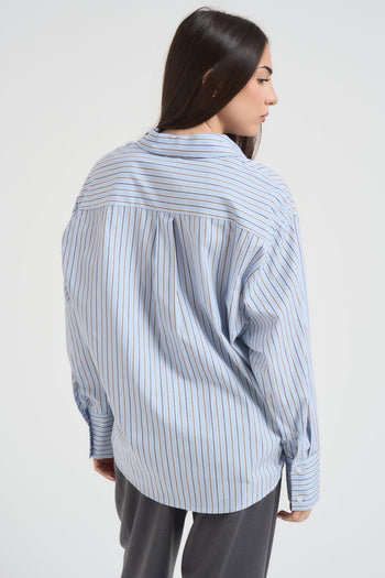 Camicia donna a righe celeste - 5