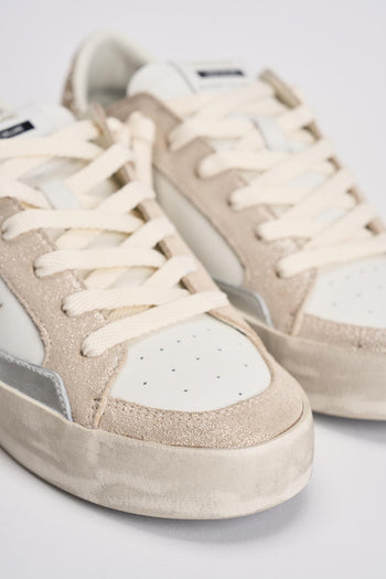 Sneakers donna in suede beige e glitter oro - 4