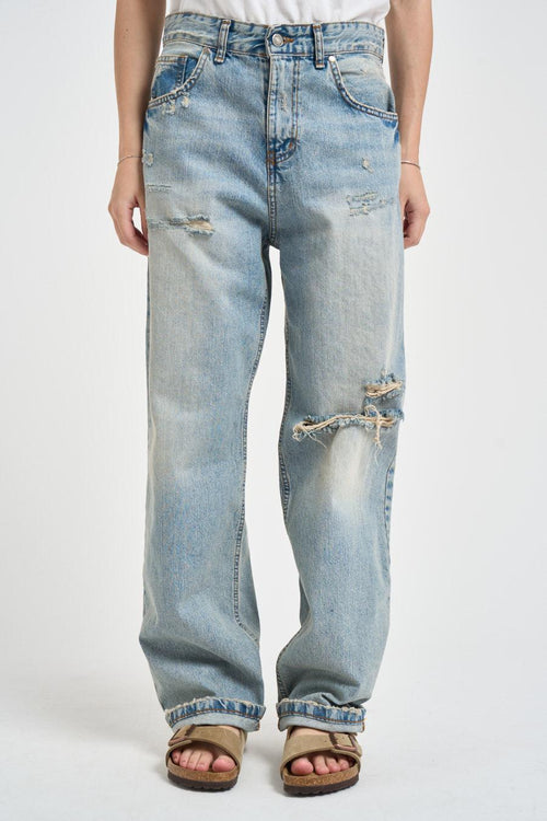 Jeans donna dritto con rotture