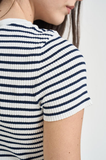 T-shirt donna a righe blu - 5