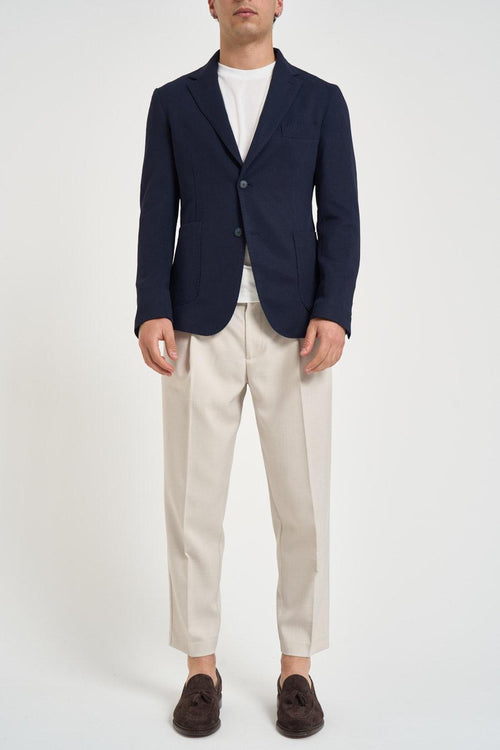Giacca uomo monopetto blu navy effetto textured