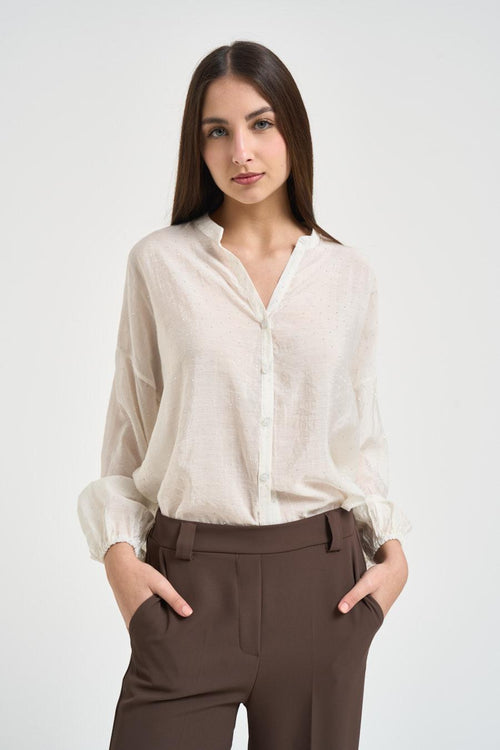 Camicia donna con strass bianca