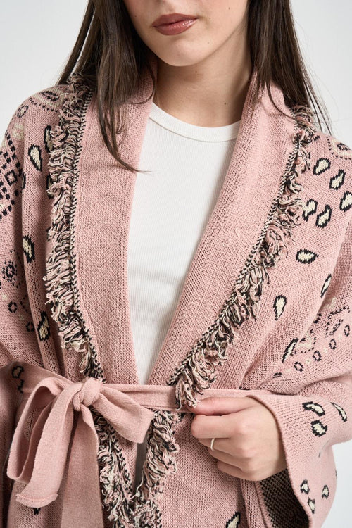Cardigan donna fantasia bandana rosa - 2
