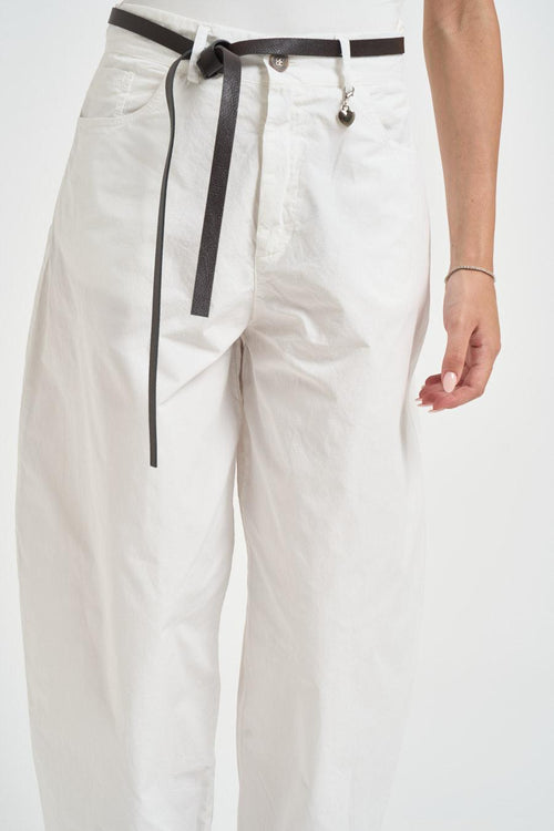 Pantalone donna barrel fit bianco - 2