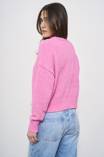 Maglia donna rosa cropped - 4