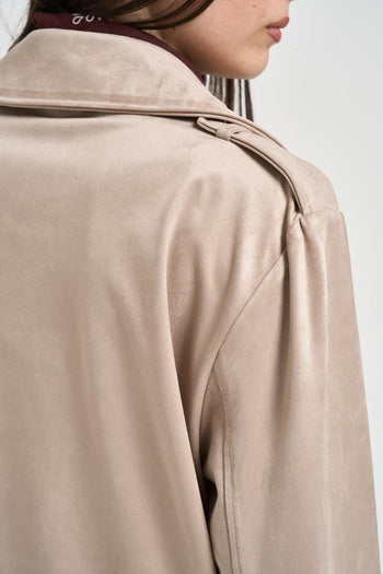 Trench donna cropped in suede beige - 6