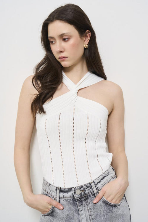 Top donna bianco con nodo