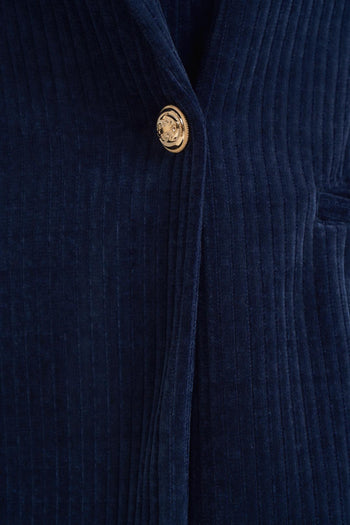 Blazer donna in velluto a coste blu - 3