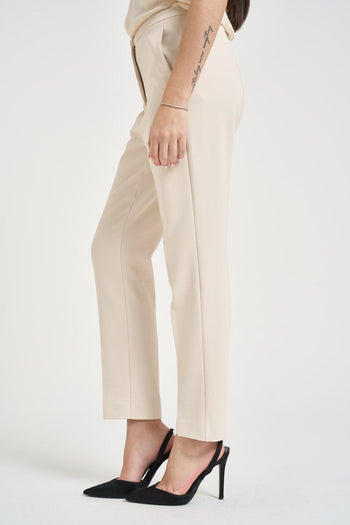 Pantaloni donna a sigaretta panna - 3