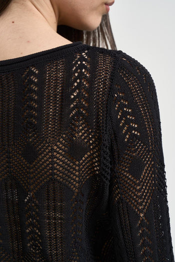 Maglia donna traforata nera - 4